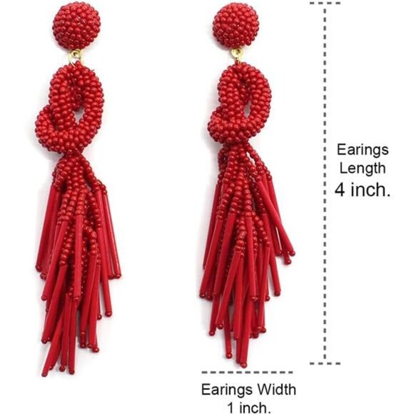 BRAND NEW Handmade Beaded Solid Color Post Statement Earring - Picture 2 of 4